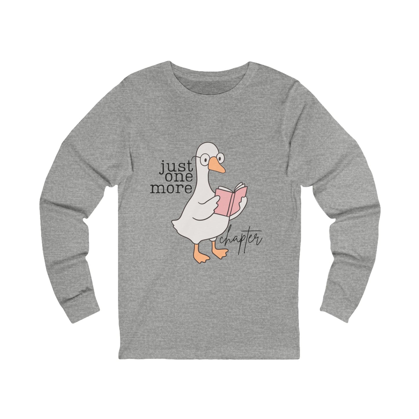 Just One More Chapter Duck Long Sleeve Tee, Cozy Reader Shirt, Gift for Book Lovers, Literary Humor Top, Perfect for Fall